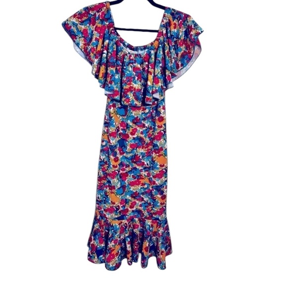 Very pretty floral Lularoe off the shoulder dress in like new condition … - Picture 2 of 5